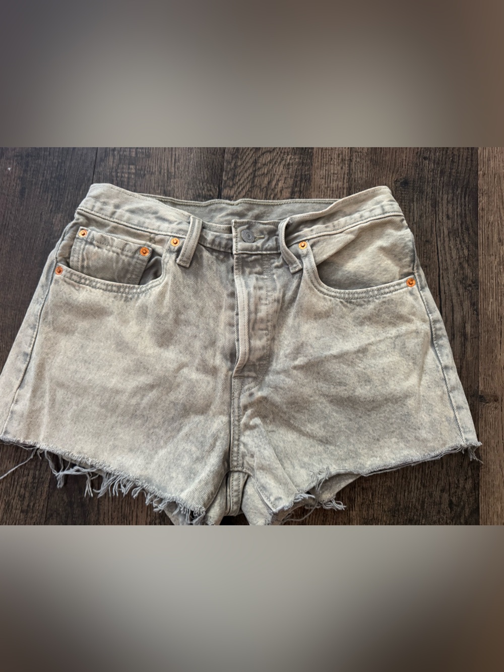 Levi's Light Gray Washed Denim Cutoff Shorts